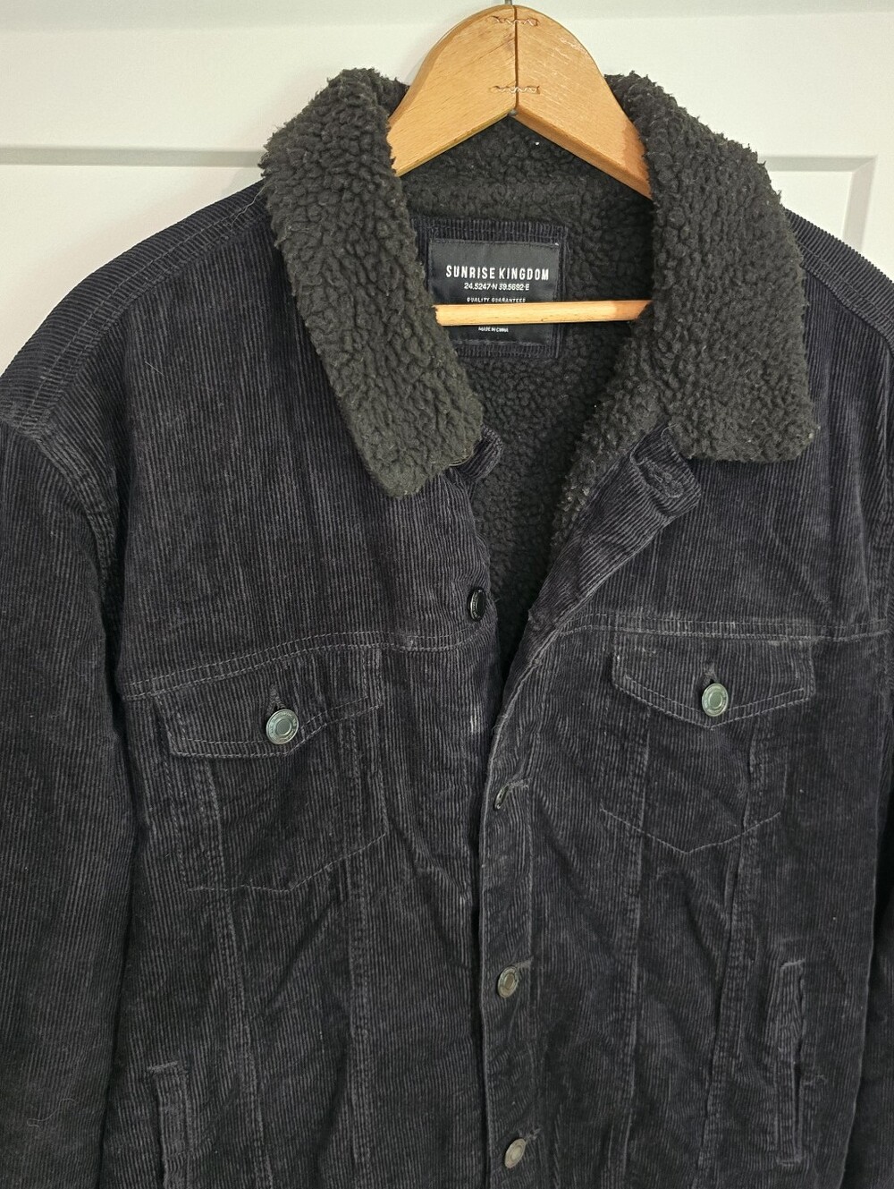Sunrise Kingdom Black Corduroy Sherpa Lined Jacket